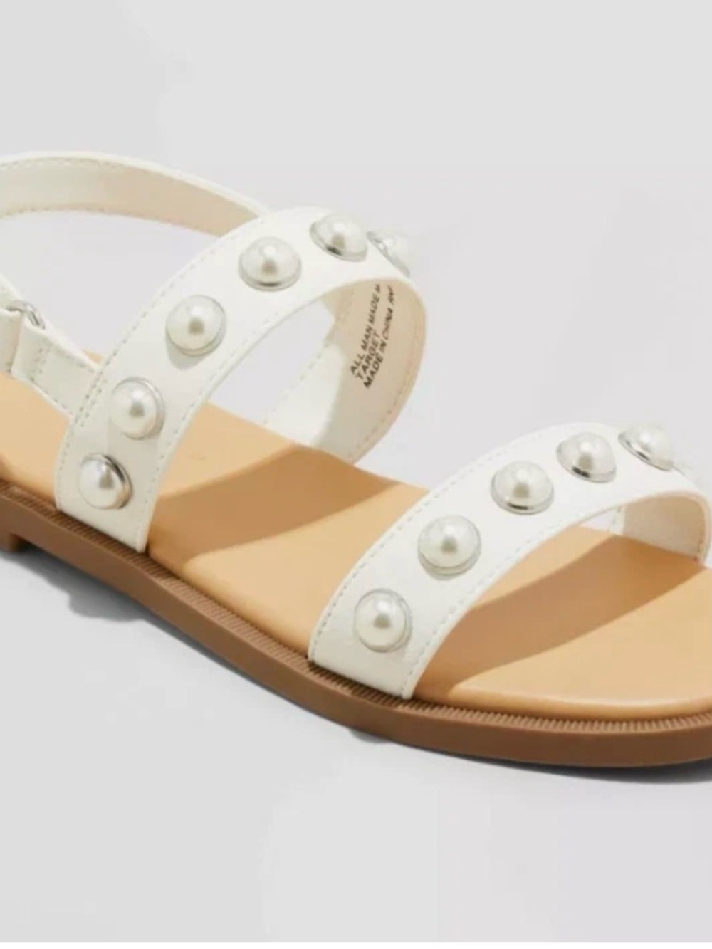 Cat & Jack White Pearl-Accent Girls' Strappy Sandals